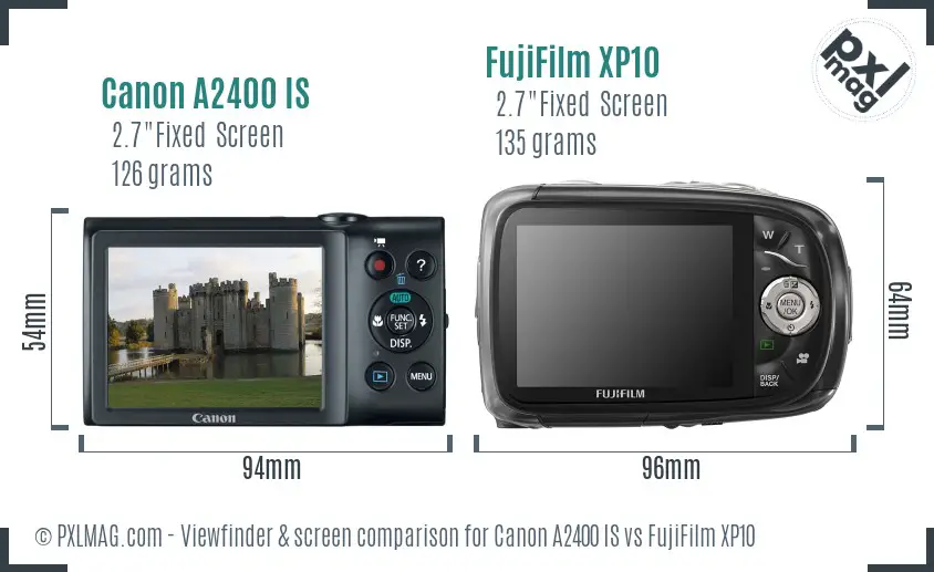 Canon A2400 IS vs FujiFilm XP10 Screen and Viewfinder comparison Canon A2400 IS vs FujiFilm XP10 Screen and Viewfinder comparison