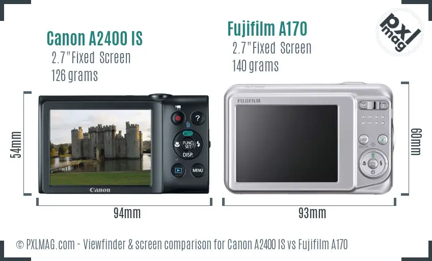 Canon A2400 IS vs Fujifilm A170 Screen and Viewfinder comparison Canon A2400 IS vs Fujifilm A170 Screen and Viewfinder comparison
