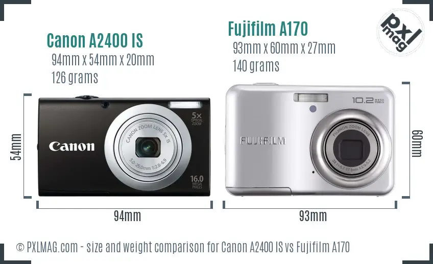 Canon A2400 IS vs Fujifilm A170 size comparison Canon A2400 IS vs Fujifilm A170 size comparison
