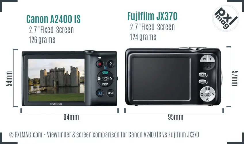 Canon A2400 IS vs Fujifilm JX370 Screen and Viewfinder comparison