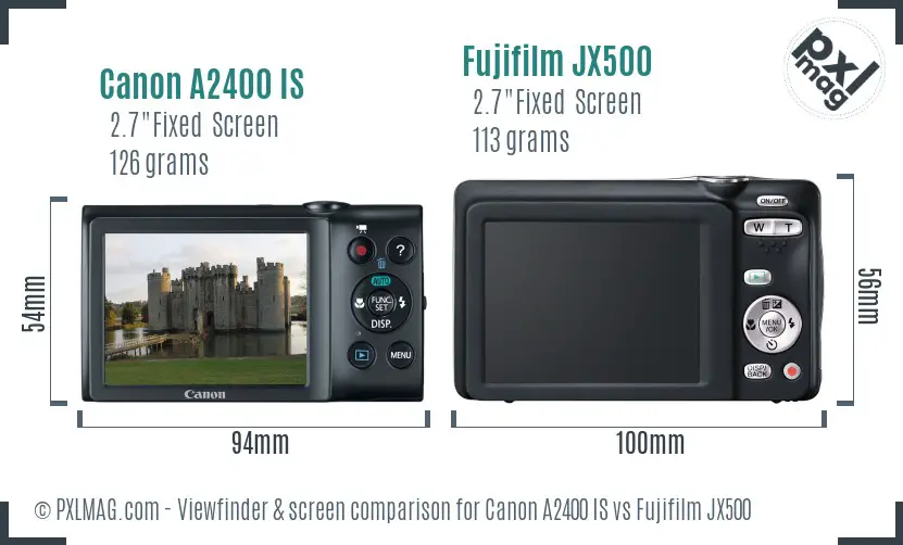 Canon A2400 IS vs Fujifilm JX500 Screen and Viewfinder comparison Canon A2400 IS vs Fujifilm JX500 Screen and Viewfinder comparison