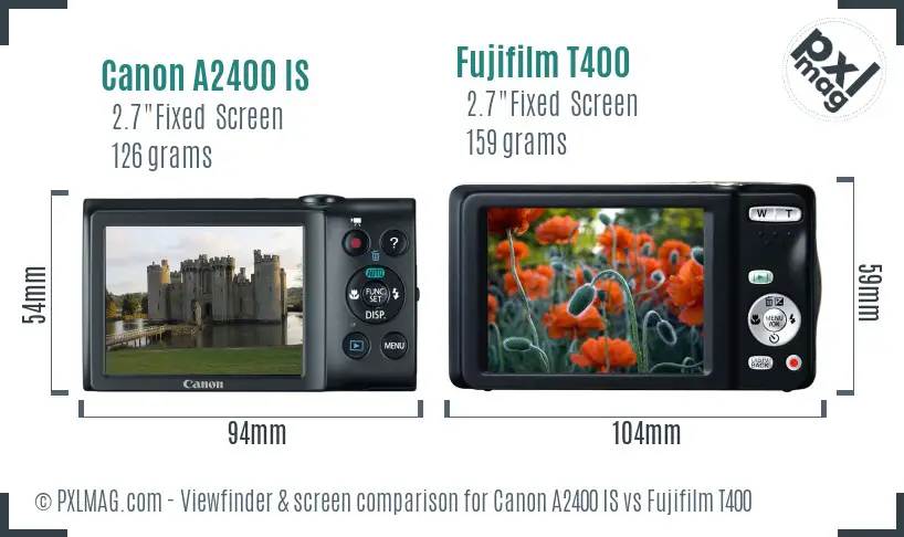 Canon A2400 IS vs Fujifilm T400 Screen and Viewfinder comparison Canon A2400 IS vs Fujifilm T400 Screen and Viewfinder comparison