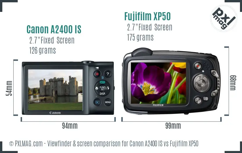 Canon A2400 IS vs Fujifilm XP50 Screen and Viewfinder comparison