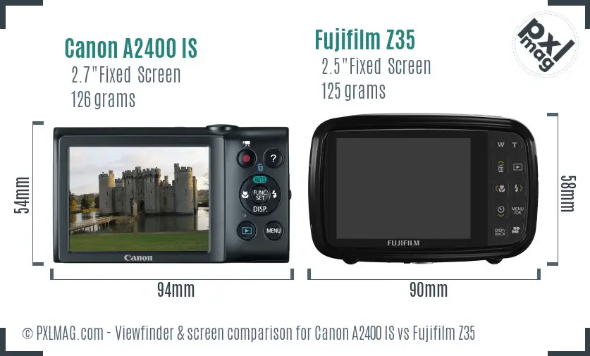 Canon A2400 IS vs Fujifilm Z35 Screen and Viewfinder comparison Canon A2400 IS vs Fujifilm Z35 Screen and Viewfinder comparison
