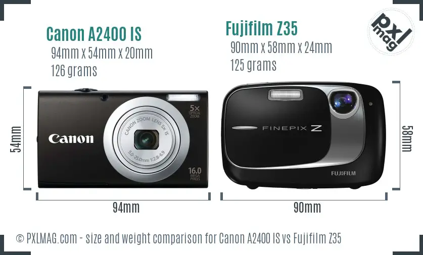 Canon A2400 IS vs Fujifilm Z35 size comparison Canon A2400 IS vs Fujifilm Z35 size comparison