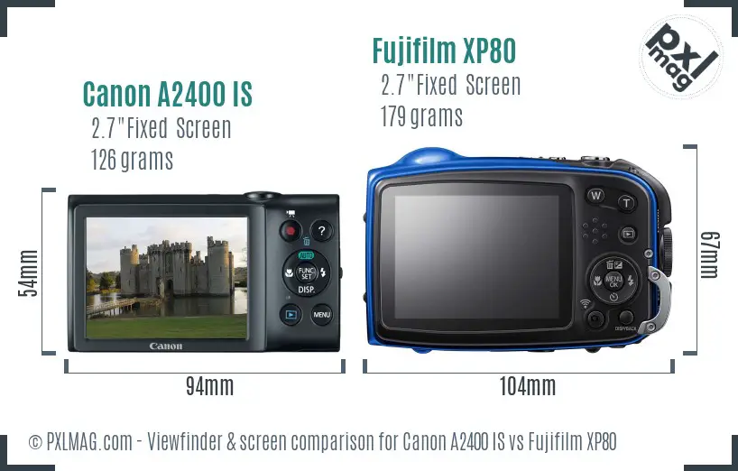 Canon A2400 IS vs Fujifilm XP80 Screen and Viewfinder comparison Canon A2400 IS vs Fujifilm XP80 Screen and Viewfinder comparison