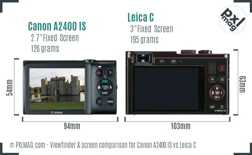 Canon A2400 IS vs Leica C Screen and Viewfinder comparison