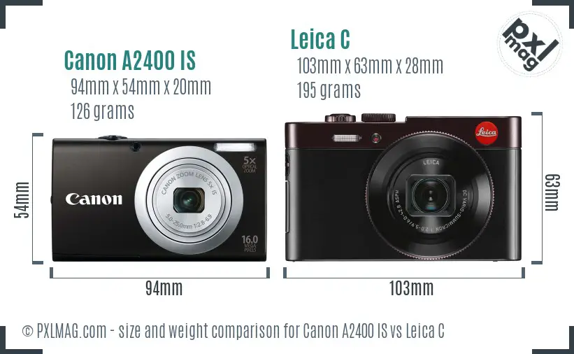 Canon A2400 IS vs Leica C size comparison