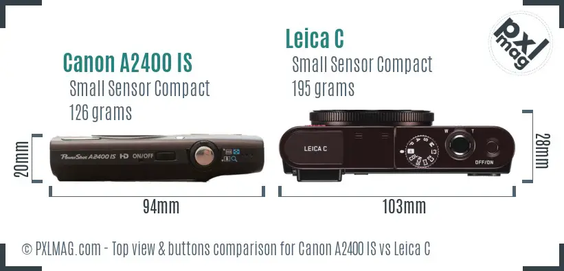 Canon A2400 IS vs Leica C top view buttons comparison