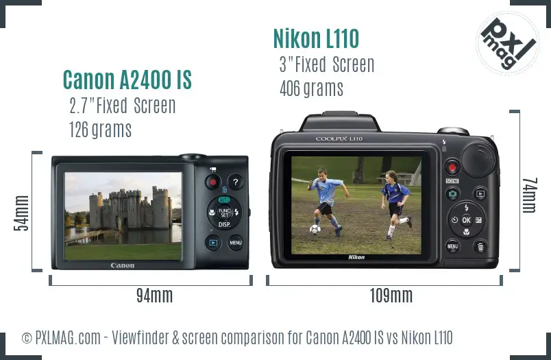 Canon A2400 IS vs Nikon L110 Screen and Viewfinder comparison
