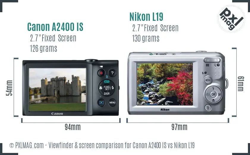 Canon A2400 IS vs Nikon L19 Screen and Viewfinder comparison Canon A2400 IS vs Nikon L19 Screen and Viewfinder comparison