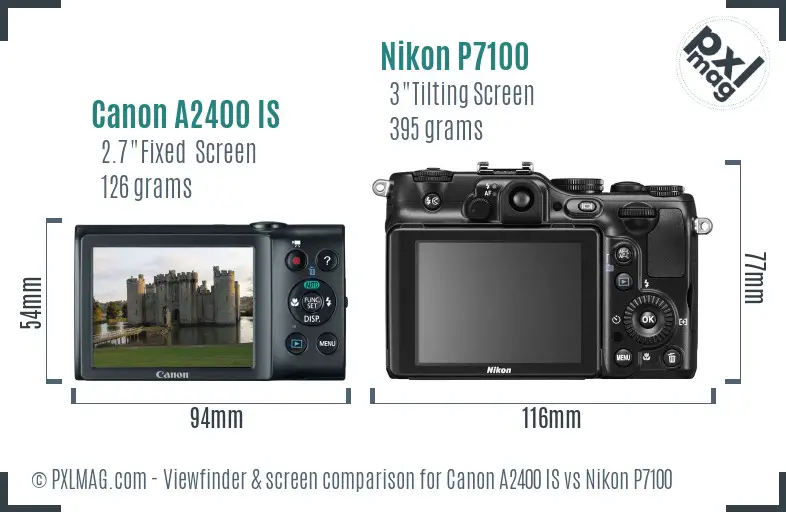 Canon A2400 IS vs Nikon P7100 Screen and Viewfinder comparison