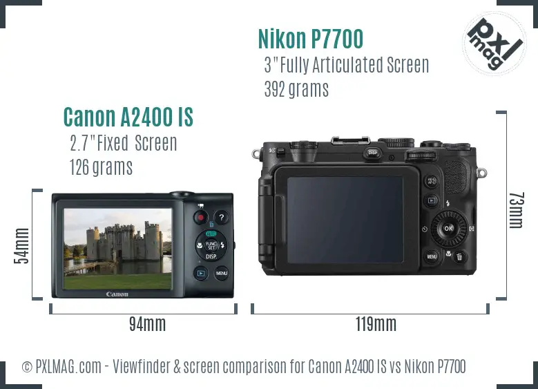 Canon A2400 IS vs Nikon P7700 Screen and Viewfinder comparison