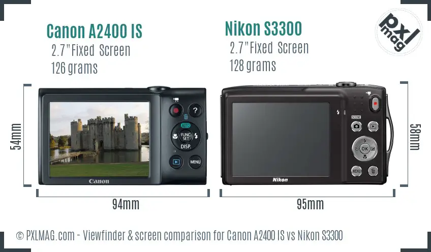 Canon A2400 IS vs Nikon S3300 Screen and Viewfinder comparison