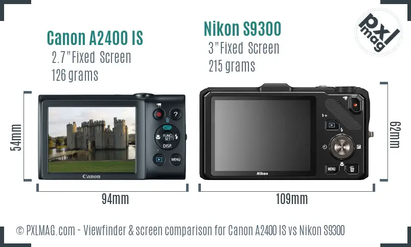 Canon A2400 IS vs Nikon S9300 Screen and Viewfinder comparison