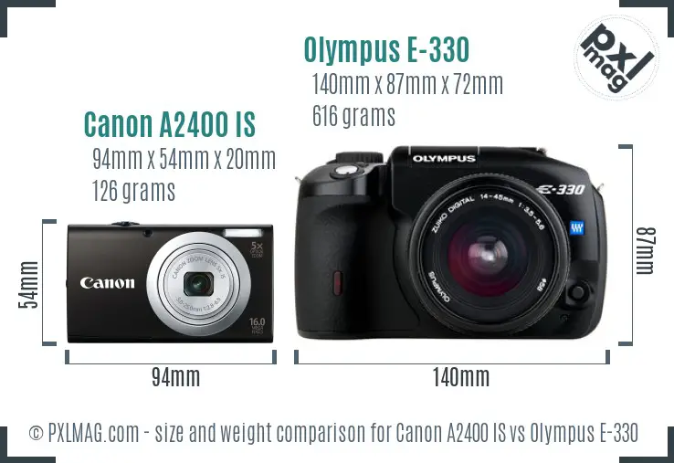 Canon A2400 IS vs Olympus E-330 size comparison