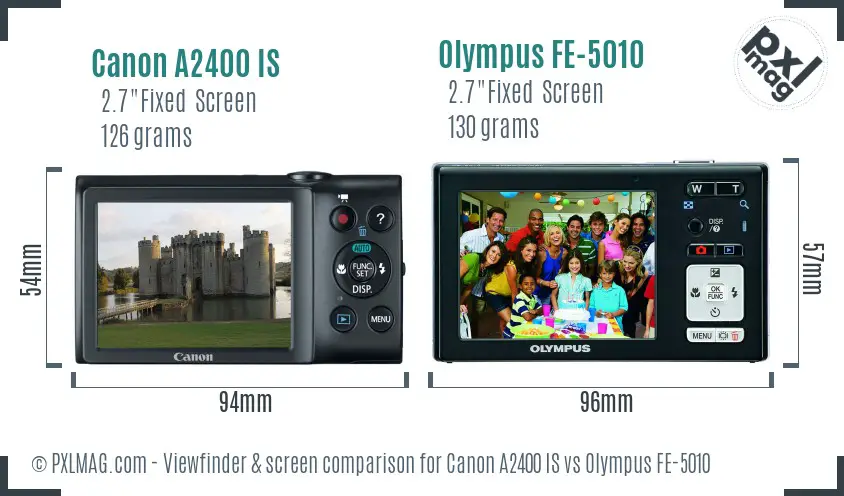 Canon A2400 IS vs Olympus FE-5010 Screen and Viewfinder comparison Canon A2400 IS vs Olympus FE-5010 Screen and Viewfinder comparison