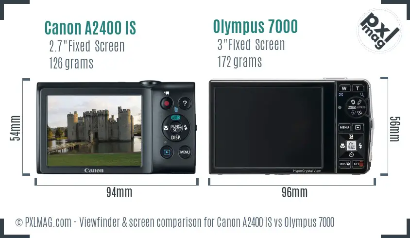 Canon A2400 IS vs Olympus 7000 Screen and Viewfinder comparison Canon A2400 IS vs Olympus 7000 Screen and Viewfinder comparison