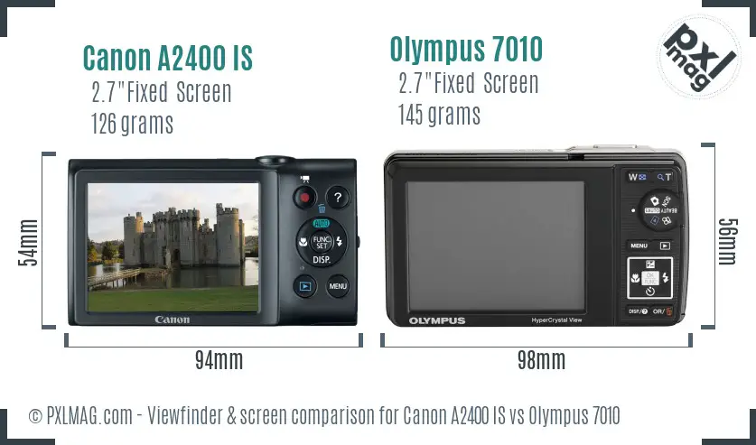 Canon A2400 IS vs Olympus 7010 Screen and Viewfinder comparison