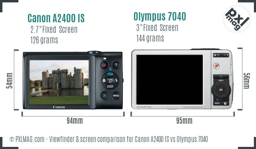 Canon A2400 IS vs Olympus 7040 Screen and Viewfinder comparison