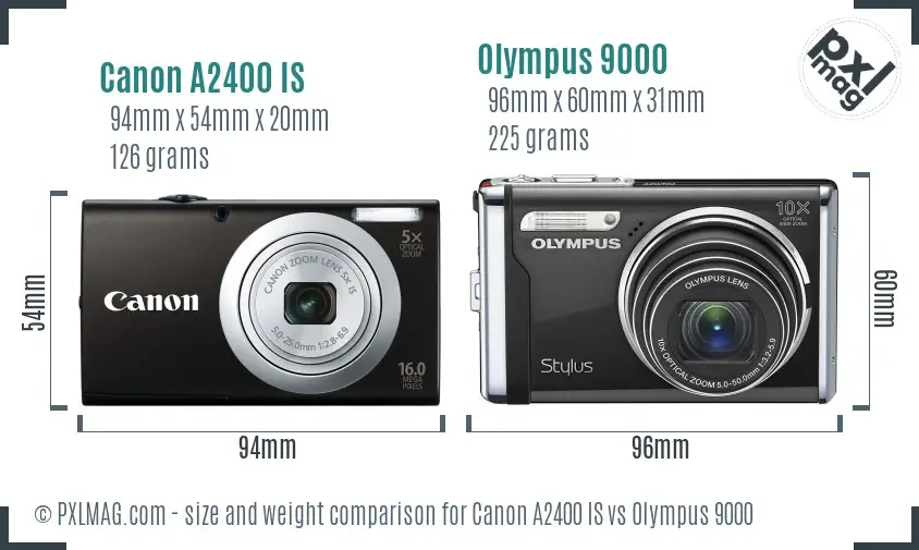Canon A2400 IS vs Olympus 9000 size comparison