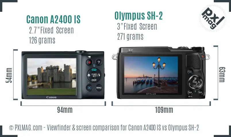 Canon A2400 IS vs Olympus SH-2 Screen and Viewfinder comparison