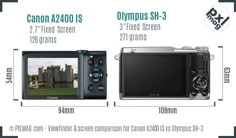 Canon A2400 IS vs Olympus SH-3 Screen and Viewfinder comparison