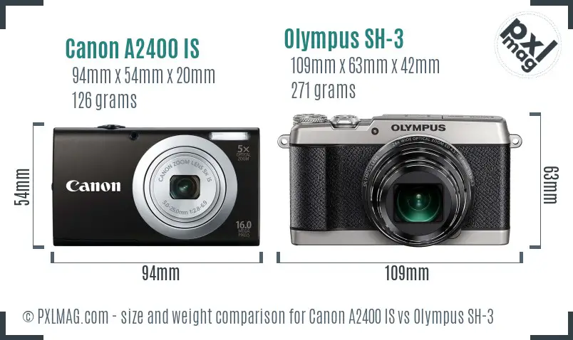 Canon A2400 IS vs Olympus SH-3 size comparison