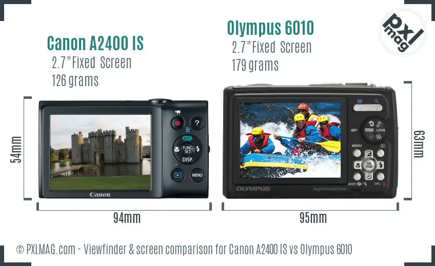 Canon A2400 IS vs Olympus 6010 Screen and Viewfinder comparison