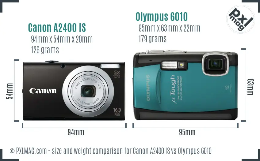 Canon A2400 IS vs Olympus 6010 size comparison