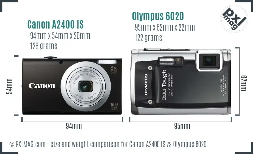 Canon A2400 vs Olympus 6020 size comparison
