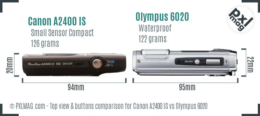 Canon A2400 vs Olympus 6020 top view controls