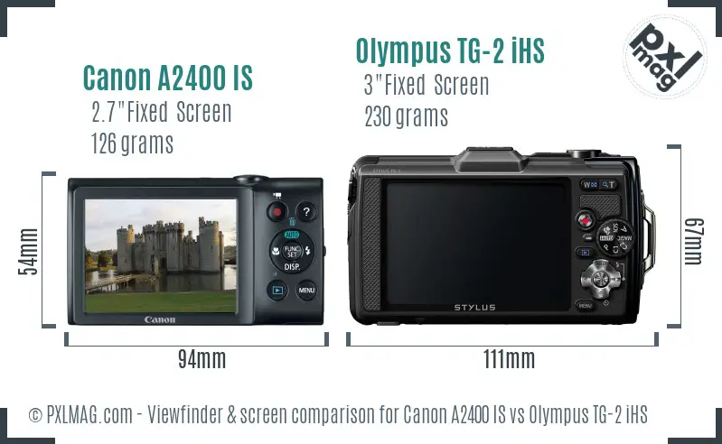 Canon A2400 IS vs Olympus TG-2 iHS Screen and Viewfinder comparison