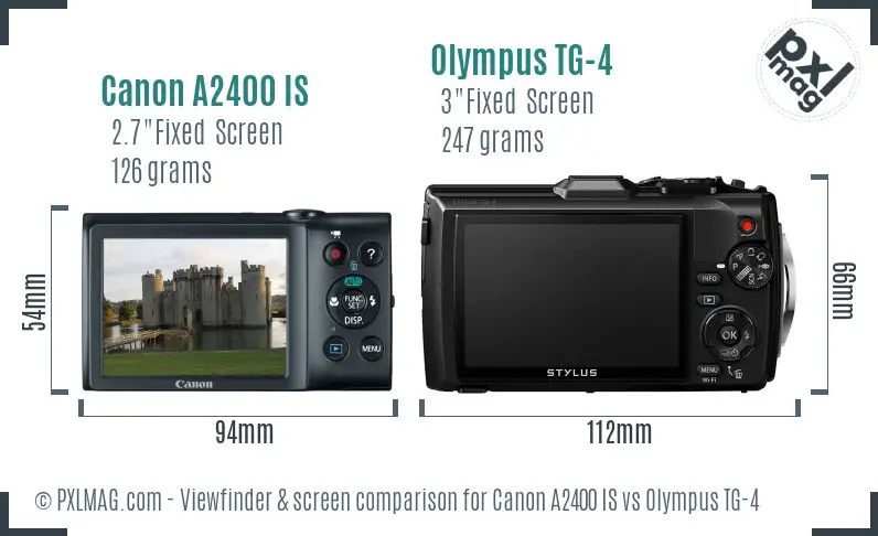 Canon A2400 IS vs Olympus TG-4 Screen and Viewfinder comparison