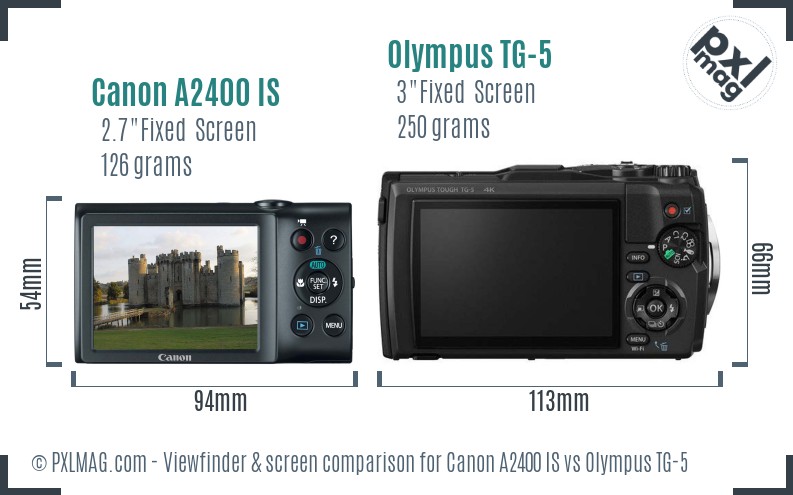 Canon A2400 IS vs Olympus TG-5 Screen and Viewfinder comparison