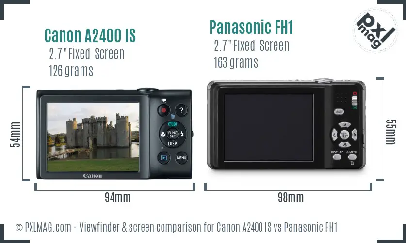 Canon A2400 IS vs Panasonic FH1 Screen and Viewfinder comparison