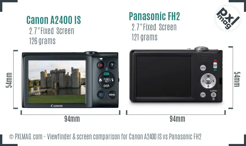 Canon A2400 IS vs Panasonic FH2 Screen and Viewfinder comparison