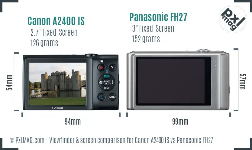 Canon A2400 IS vs Panasonic FH27 Screen and Viewfinder comparison