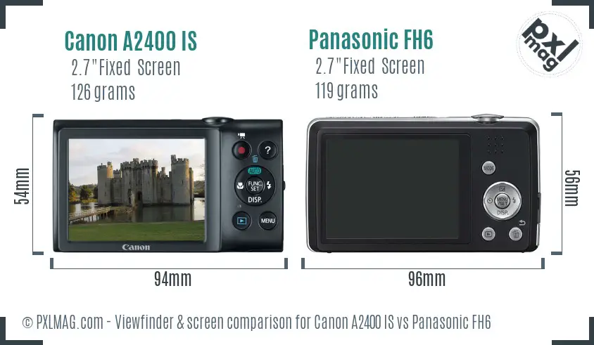 Canon A2400 IS vs Panasonic FH6 Screen and Viewfinder comparison