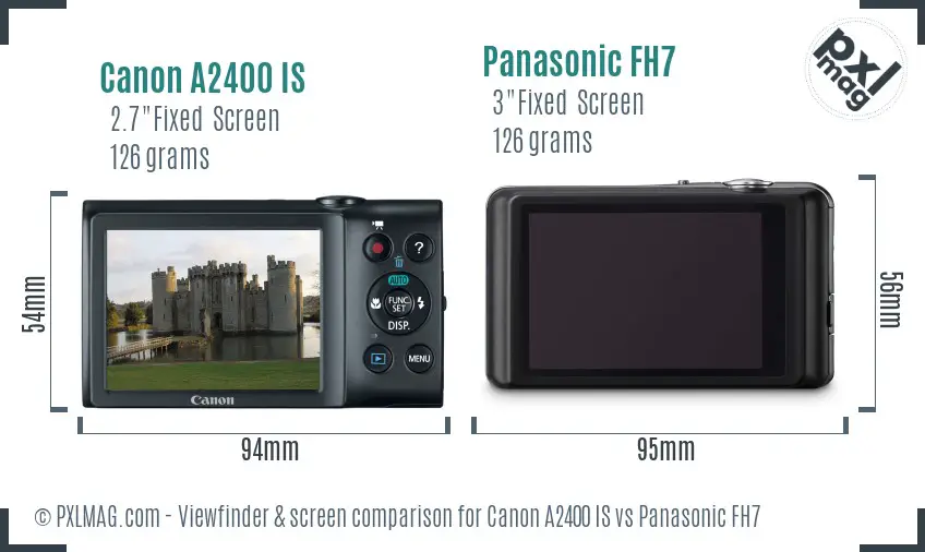 Canon A2400 IS vs Panasonic FH7 Screen and Viewfinder comparison Canon A2400 IS vs Panasonic FH7 Screen and Viewfinder comparison