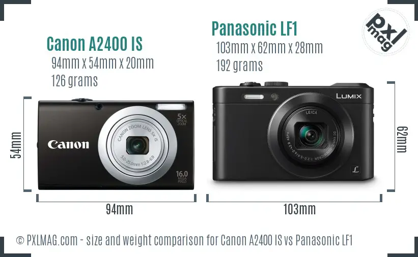 Canon A2400 IS vs Panasonic LF1 size comparison Canon A2400 IS vs Panasonic LF1 size comparison