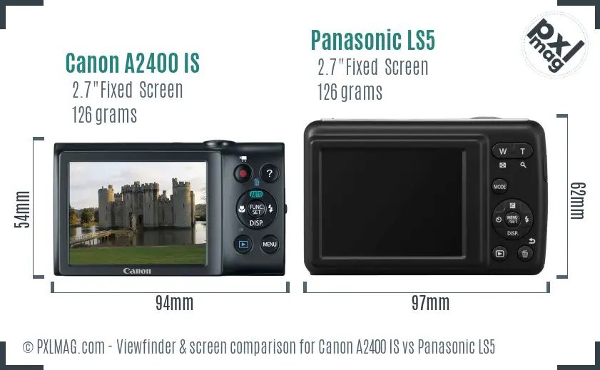 Canon A2400 IS vs Panasonic LS5 Screen and Viewfinder comparison