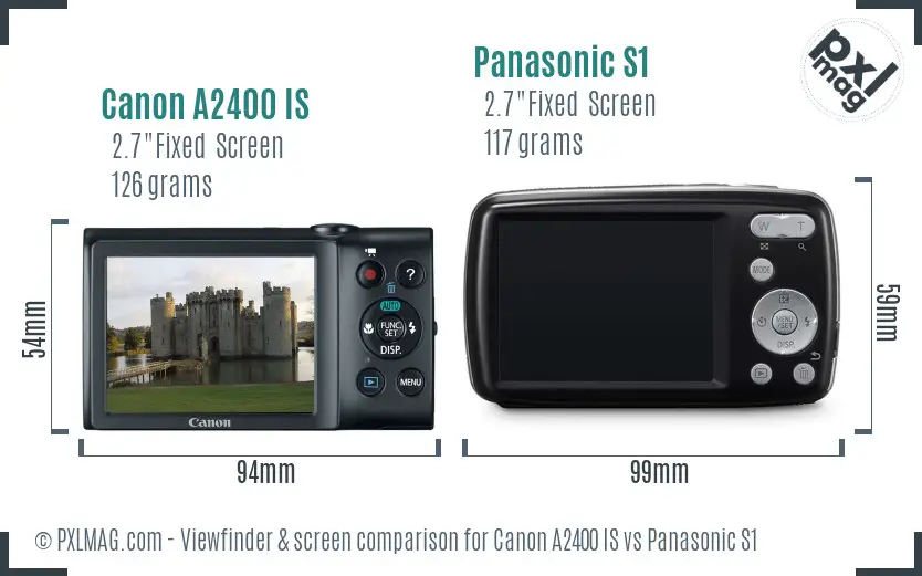 Canon A2400 IS vs Panasonic S1 Screen and Viewfinder comparison