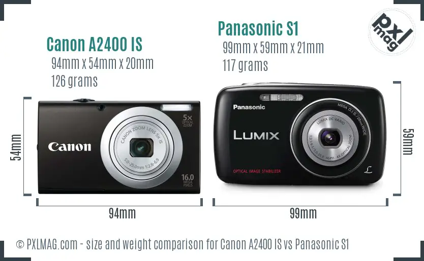 Canon A2400 IS vs Panasonic S1 size comparison