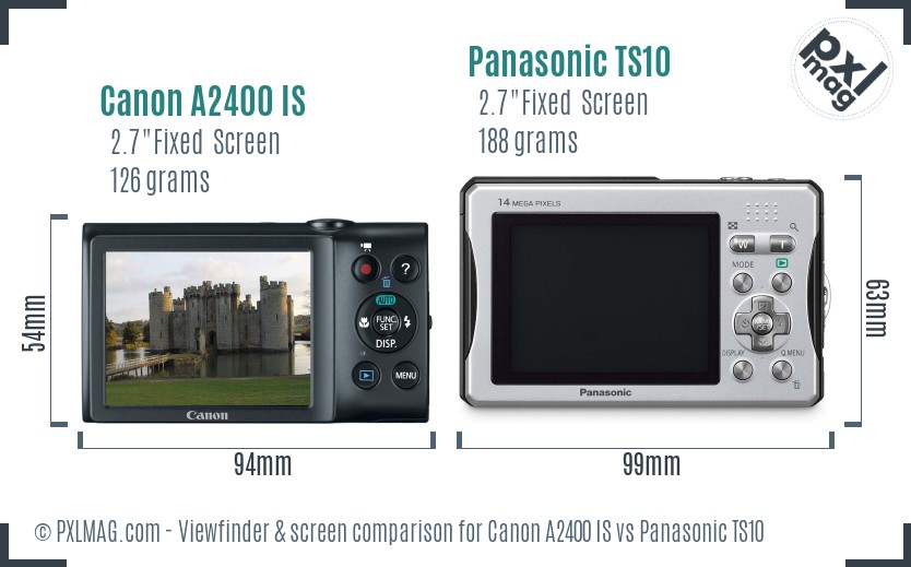 Canon A2400 IS vs Panasonic TS10 Screen and Viewfinder comparison