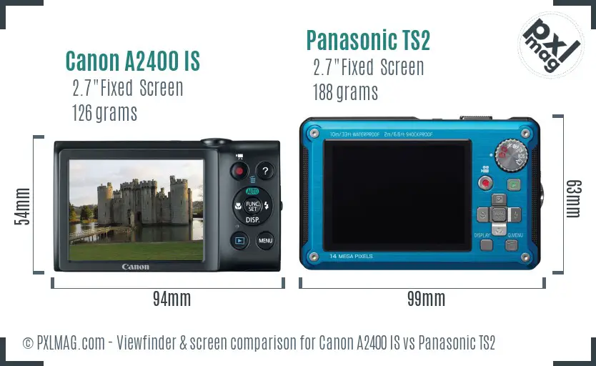 Canon A2400 IS vs Panasonic TS2 Screen and Viewfinder comparison