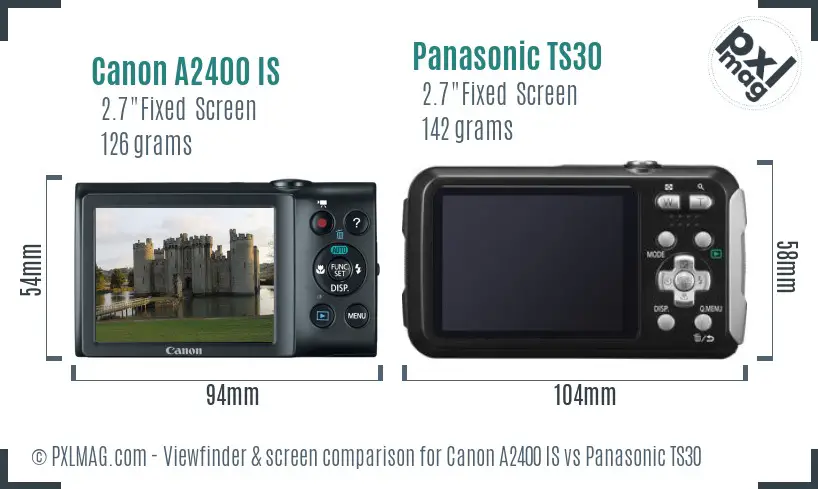 Canon A2400 IS vs Panasonic TS30 Screen and Viewfinder comparison Canon A2400 IS vs Panasonic TS30 Screen and Viewfinder comparison