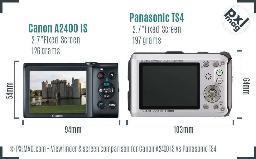 Canon A2400 IS vs Panasonic TS4 Screen and Viewfinder comparison