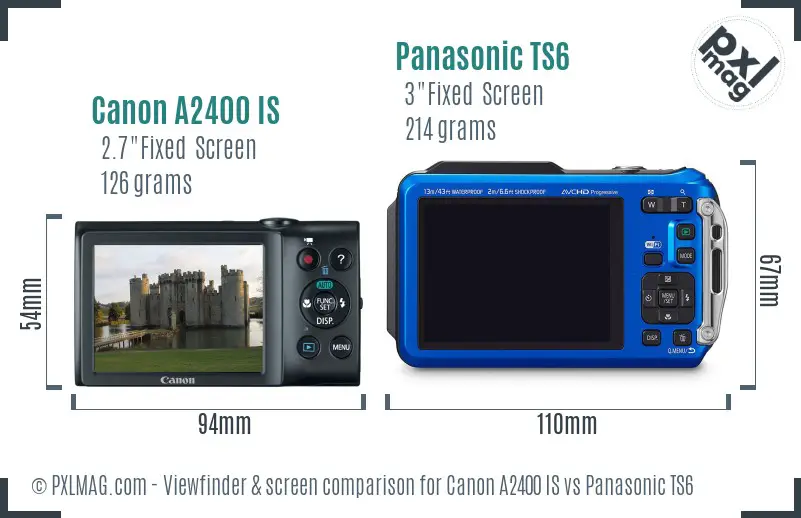 Canon A2400 IS vs Panasonic TS6 Screen and Viewfinder comparison