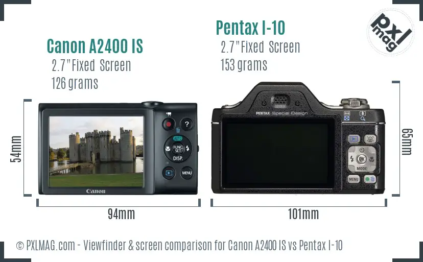 Canon A2400 IS vs Pentax I-10 Screen and Viewfinder comparison